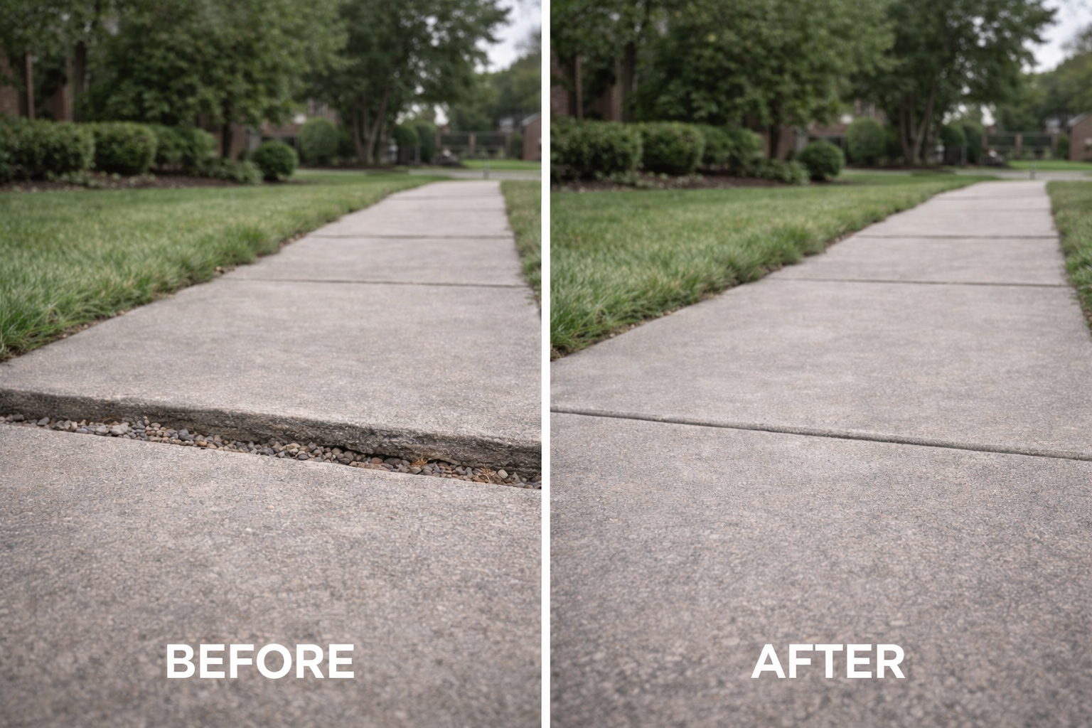 before and after of sidewalk repair in south bend